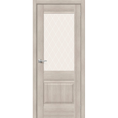 Межкомнатная дверь с экошпоном Прима-3 Cappuccino Melinga   White Сrystal