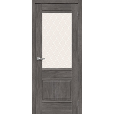 Межкомнатная дверь с экошпоном Прима-3 Grey Veralinga   White Сrystal