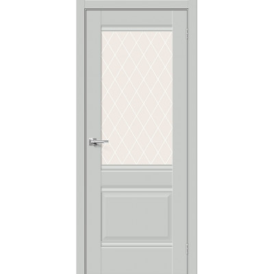 Межкомнатная дверь Эмалит Прима-3 Grey Matt   White Сrystal