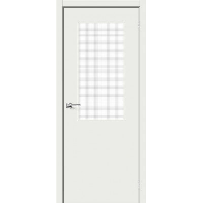 Межкомнатная дверь Винил Браво-7 Super White   Wired Glass 12,5