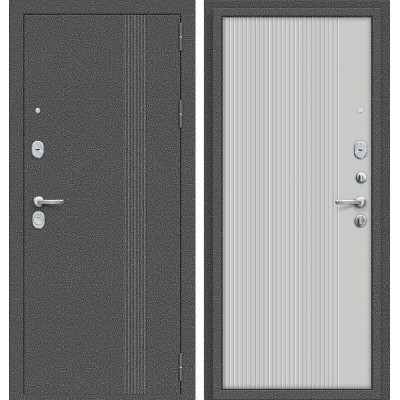Входная дверь Тайга-9 Вертикаль Антик Серебряный Серый